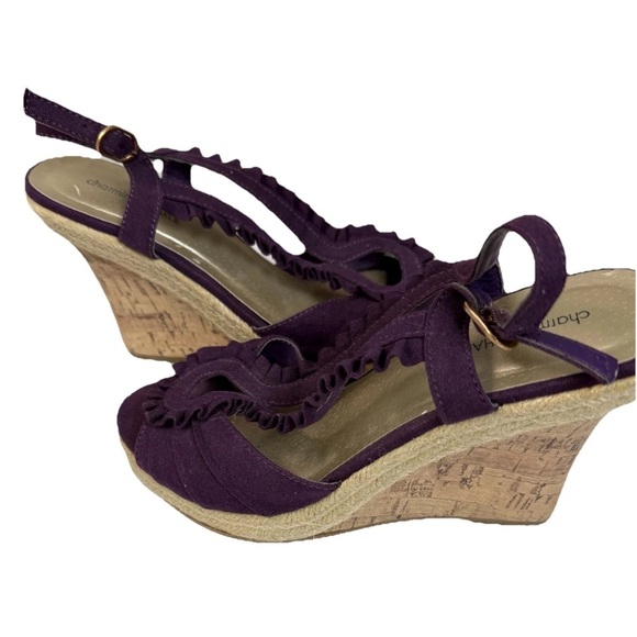 Charming Charlie Purple Wedge Sandals with Ruffle Detail - Picture 8 of 8
